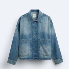 Custom Mens Denim Jacket Retro Washed Distressed Jacket Oversize Version Fashionable Simple and Advanced,Shuliqi Apparel - Men's Clothing Wholesale Manufacturer,Custom Mens Denim Jacket Retro Washed Distressed Jacket Oversize Version Fashionable Simple and Advanced