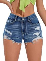 Custom Womens Denim Shorts Low-waisted Tight Ripped Shorts Body-modifying Elastic Trendy Cool Street Ladies,Shuliqi Apparel - Men's Clothing Wholesale Manufacturer,Custom Womens Denim Shorts Low-waisted Tight Ripped Shorts Body-modifying Elastic Trendy Cool Street Ladies