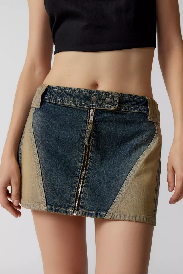 Custom womens denim Skirt Low Waist Zipper Washed Distressed Retro Stitching Color Trendy Personality for Women,Shuliqi Apparel - Men's Clothing Wholesale Manufacturer,Custom womens denim Skirt Low Waist Zipper Washed Distressed Retro Stitching Color Trendy Personality for Women