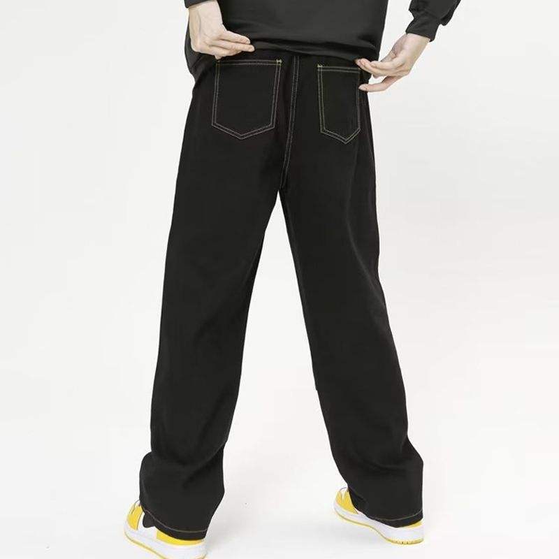 Custom Men's Embroidered Jeans Loose Full Length Pants Black Simple Jeans Street Fashion Unique Personality,Shuliqi Apparel - Men's Clothing Wholesale Manufacturer,Custom Men's Embroidered Jeans Loose Full Length Pants Black Simple Jeans Street Fashion Unique Personality