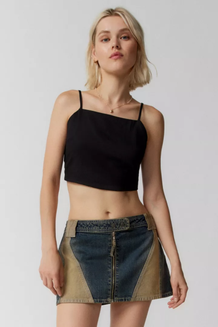 Custom womens denim Skirt Low Waist Zipper Washed Distressed Retro Stitching Color Trendy Personality for Women,Shuliqi Apparel - Men's Clothing Wholesale Manufacturer,Custom womens denim Skirt Low Waist Zipper Washed Distressed Retro Stitching Color Trendy Personality for Women