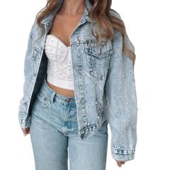 High quality Fashion Blue Pearls Beaded Cropped Jackets Crop Top Denim Jean Jacket For Women Denim Jacket,Shuliqi Apparel - Men's Clothing Wholesale Manufacturer,High quality Fashion Blue Pearls Beaded Cropped Jackets Crop Top Denim Jean Jacket For Women Denim Jacket
