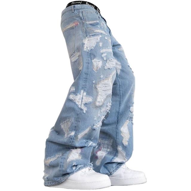 Custom Men Vintage Hole Straight Baggy Jeans Washed Hip Hop Ripped Pants Mens Clothing Distressed Denim Trousers Fashion Streetw,Shuliqi Apparel - Men's Clothing Wholesale Manufacturer,Custom Men Vintage Hole Straight Baggy Jeans Washed Hip Hop Ripped Pants Mens Clothing Distressed Denim Trousers Fashion Streetw
