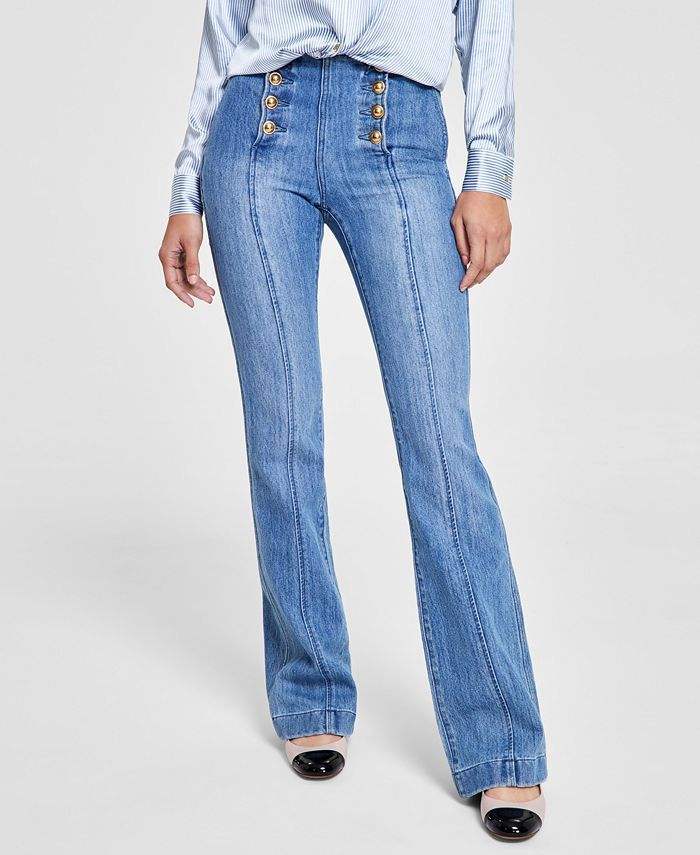 Custom Women's Jeans High Waist Two Row Buckle Wide Leg Center Line Design Slim Leg Long Full Length Pants Fashion Light Blue,Shuliqi Apparel - Men's Clothing Wholesale Manufacturer,Custom Women's Jeans High Waist Two Row Buckle Wide Leg Center Line Design Slim Leg Long Full Length Pants Fashion Light Blue