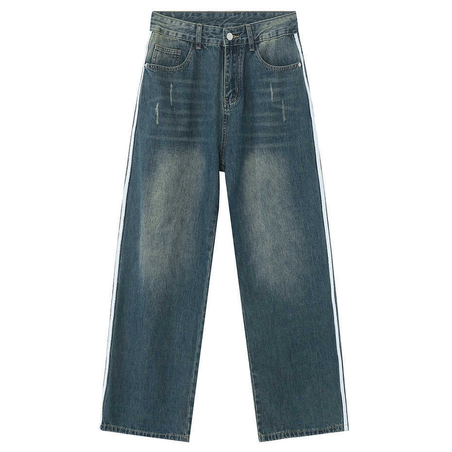 Custom Men Trendy Streetwear Straight Vintage Wash Stylish Painted Side Stripe Baggy Jeans Boys Striped Jeans Manufacturer,Shuliqi Apparel - Men's Clothing Wholesale Manufacturer,Custom Men Trendy Streetwear Straight Vintage Wash Stylish Painted Side Stripe Baggy Jeans Boys Striped Jeans Manufacturer