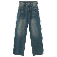 Custom Men Trendy Streetwear Straight Vintage Wash Stylish Painted Side Stripe Baggy Jeans Boys Striped Jeans Manufacturer,Shuliqi Apparel - Men's Clothing Wholesale Manufacturer,Custom Men Trendy Streetwear Straight Vintage Wash Stylish Painted Side Stripe Baggy Jeans Boys Striped Jeans Manufacturer