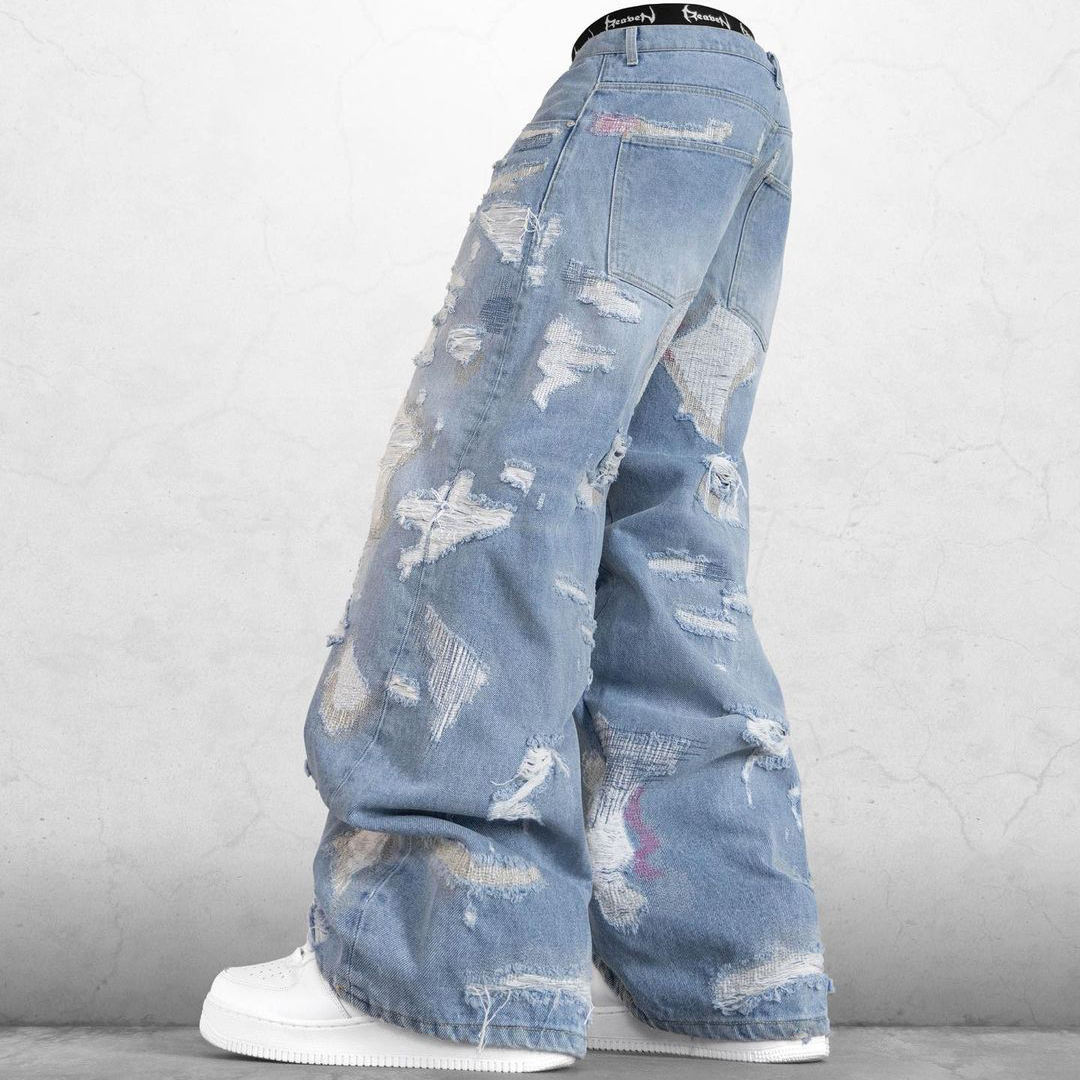 Custom Men Vintage Hole Straight Baggy Jeans Washed Hip Hop Ripped Pants Mens Clothing Distressed Denim Trousers Fashion Streetw,Shuliqi Apparel - Men's Clothing Wholesale Manufacturer,Custom Men Vintage Hole Straight Baggy Jeans Washed Hip Hop Ripped Pants Mens Clothing Distressed Denim Trousers Fashion Streetw