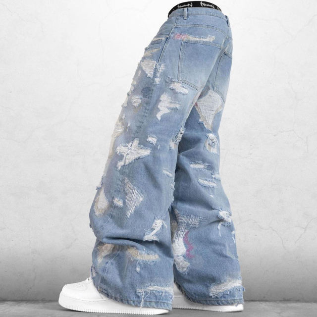 Custom Men Vintage Hole Straight Baggy Jeans Washed Hip Hop Ripped Pants Mens Clothing Distressed Denim Trousers Fashion Streetw,Shuliqi Apparel - Men's Clothing Wholesale Manufacturer,Custom Men Vintage Hole Straight Baggy Jeans Washed Hip Hop Ripped Pants Mens Clothing Distressed Denim Trousers Fashion Streetw
