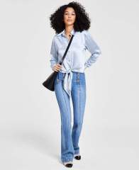 Custom Women's Jeans High Waist Two Row Buckle Wide Leg Center Line Design Slim Leg Long Full Length Pants Fashion Light Blue,Shuliqi Apparel - Men's Clothing Wholesale Manufacturer,Custom Women's Jeans High Waist Two Row Buckle Wide Leg Center Line Design Slim Leg Long Full Length Pants Fashion Light Blue