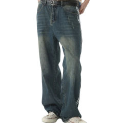 Custom Men Trendy Streetwear Straight Vintage Wash Stylish Painted Side Stripe Baggy Jeans Boys Striped Jeans Manufacturer,Shuliqi Apparel - Men's Clothing Wholesale Manufacturer,Custom Men Trendy Streetwear Straight Vintage Wash Stylish Painted Side Stripe Baggy Jeans Boys Striped Jeans Manufacturer