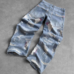 Custom Men Vintage Hole Straight Baggy Jeans Washed Hip Hop Ripped Pants Mens Clothing Distressed Denim Trousers Fashion Streetw,Shuliqi Apparel - Men's Clothing Wholesale Manufacturer,Custom Men Vintage Hole Straight Baggy Jeans Washed Hip Hop Ripped Pants Mens Clothing Distressed Denim Trousers Fashion Streetw
