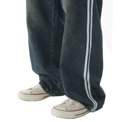 Custom Men Trendy Streetwear Straight Vintage Wash Stylish Painted Side Stripe Baggy Jeans Boys Striped Jeans Manufacturer,Shuliqi Apparel - Men's Clothing Wholesale Manufacturer,Custom Men Trendy Streetwear Straight Vintage Wash Stylish Painted Side Stripe Baggy Jeans Boys Striped Jeans Manufacturer