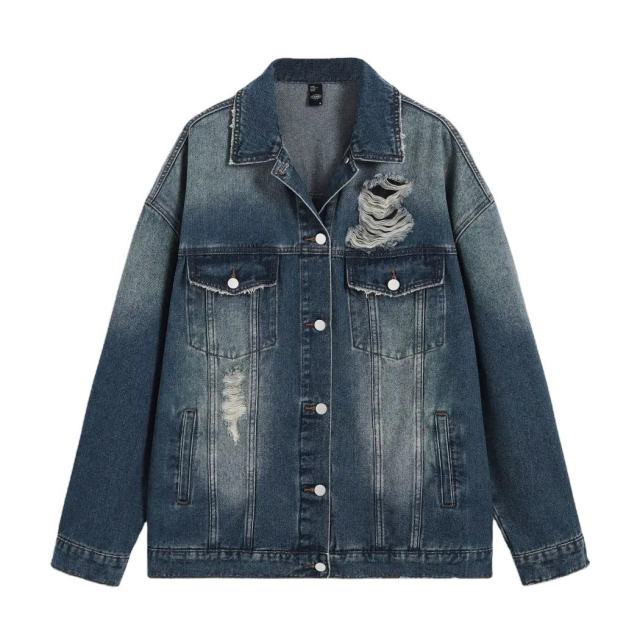 Manufacturers Custom Girls School Wear Daily Casual Wear Denim Oversized Baggy Fit Ripped Button Up Jacket Custom Denim Jacket,Shuliqi Apparel - Men's Clothing Wholesale Manufacturer,Manufacturers Custom Girls School Wear Daily Casual Wear Denim Oversized Baggy Fit Ripped Button Up Jacket Custom Denim Jacket