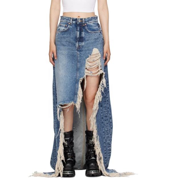 Women High Waist Maxi Denim Skirt Asymmetric High Street Long Jeans Skirt distressed Mermaid Denim Frayed Long Skirt,Shuliqi Apparel - Men's Clothing Wholesale Manufacturer,Women High Waist Maxi Denim Skirt Asymmetric High Street Long Jeans Skirt distressed Mermaid Denim Frayed Long Skirt