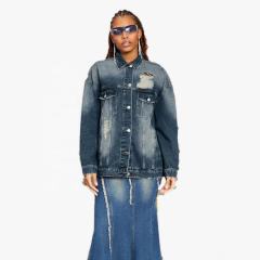 Manufacturers Custom Girls School Wear Daily Casual Wear Denim Oversized Baggy Fit Ripped Button Up Jacket Custom Denim Jacket,Shuliqi Apparel - Men's Clothing Wholesale Manufacturer,Manufacturers Custom Girls School Wear Daily Casual Wear Denim Oversized Baggy Fit Ripped Button Up Jacket Custom Denim Jacket