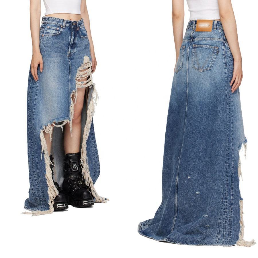 Women High Waist Maxi Denim Skirt Asymmetric High Street Long Jeans Skirt distressed Mermaid Denim Frayed Long Skirt,Shuliqi Apparel - Men's Clothing Wholesale Manufacturer,Women High Waist Maxi Denim Skirt Asymmetric High Street Long Jeans Skirt distressed Mermaid Denim Frayed Long Skirt
