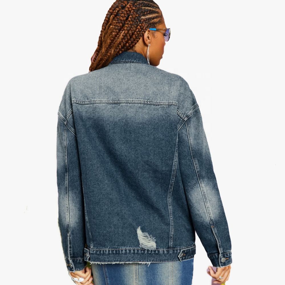 Manufacturers Custom Girls School Wear Daily Casual Wear Denim Oversized Baggy Fit Ripped Button Up Jacket Custom Denim Jacket,Shuliqi Apparel - Men's Clothing Wholesale Manufacturer,Manufacturers Custom Girls School Wear Daily Casual Wear Denim Oversized Baggy Fit Ripped Button Up Jacket Custom Denim Jacket