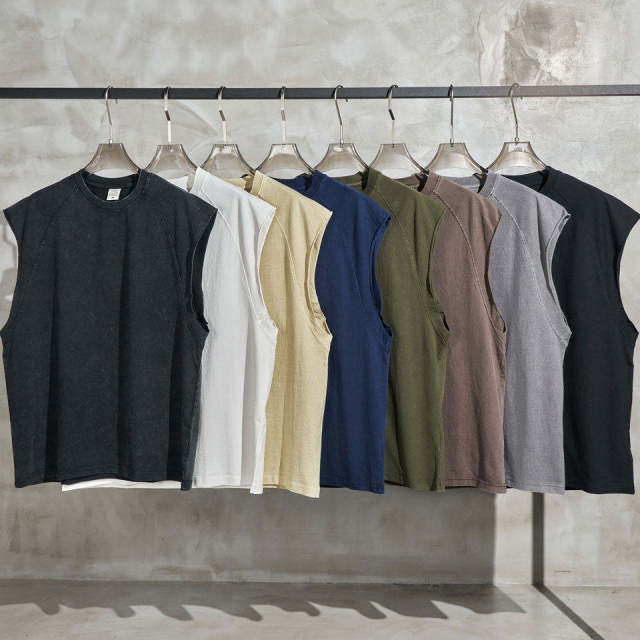 OEM Customize LOGO Men's 100% Cotton Extended Neck Blank Vest Oversized Loose Tank Top Heavyweight Sleeveless Shirts for Men,Shuliqi Apparel - Men's Clothing Wholesale Manufacturer,OEM Customize LOGO Men's 100% Cotton Extended Neck Blank Vest Oversized Loose Tank Top Heavyweight Sleeveless Shirts for Men