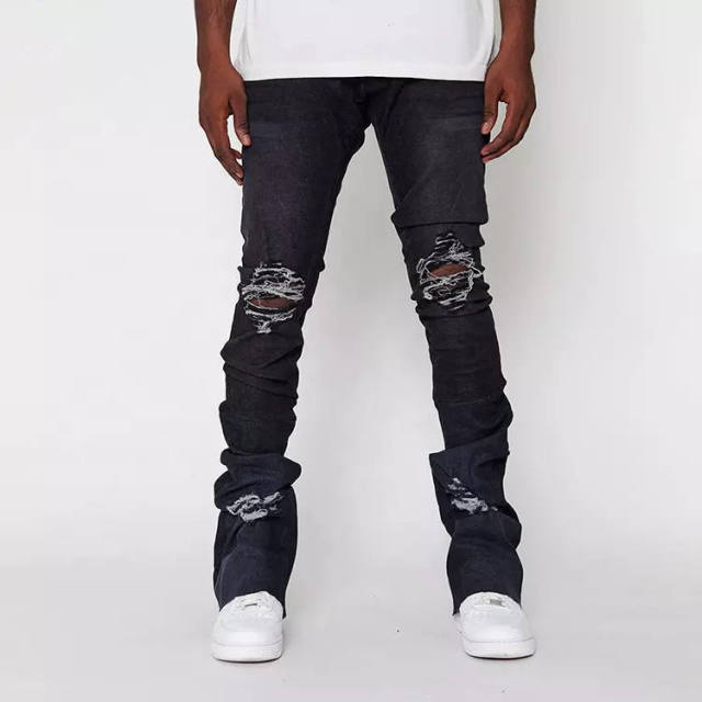 Custom Men Stack Stacked Ripped Flared Denim Cargo Jeans Pants Distressed Skinny Stacked Jeans Men,Shuliqi Apparel - Men's Clothing Wholesale Manufacturer,Custom Men Stack Stacked Ripped Flared Denim Cargo Jeans Pants Distressed Skinny Stacked Jeans Men