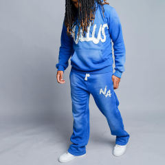 OEM New Design Streetwear 400 GSM Distressed Patch Hoodie Sets Flared Tracksuit Acid Wash Sweatsuit For Men,Shuliqi Apparel - Men's Clothing Wholesale Manufacturer,OEM New Design Streetwear 400 GSM Distressed Patch Hoodie Sets Flared Tracksuit Acid Wash Sweatsuit For Men