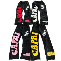Clothing Manufacturer Streetwear Raw Hem Cut Edge Flared Stacked Distressed Embroidered Patch Sweatpants For Men,Shuliqi Apparel - Men's Clothing Wholesale Manufacturer,Clothing Manufacturer Streetwear Raw Hem Cut Edge Flared Stacked Distressed Embroidered Patch Sweatpants For Men