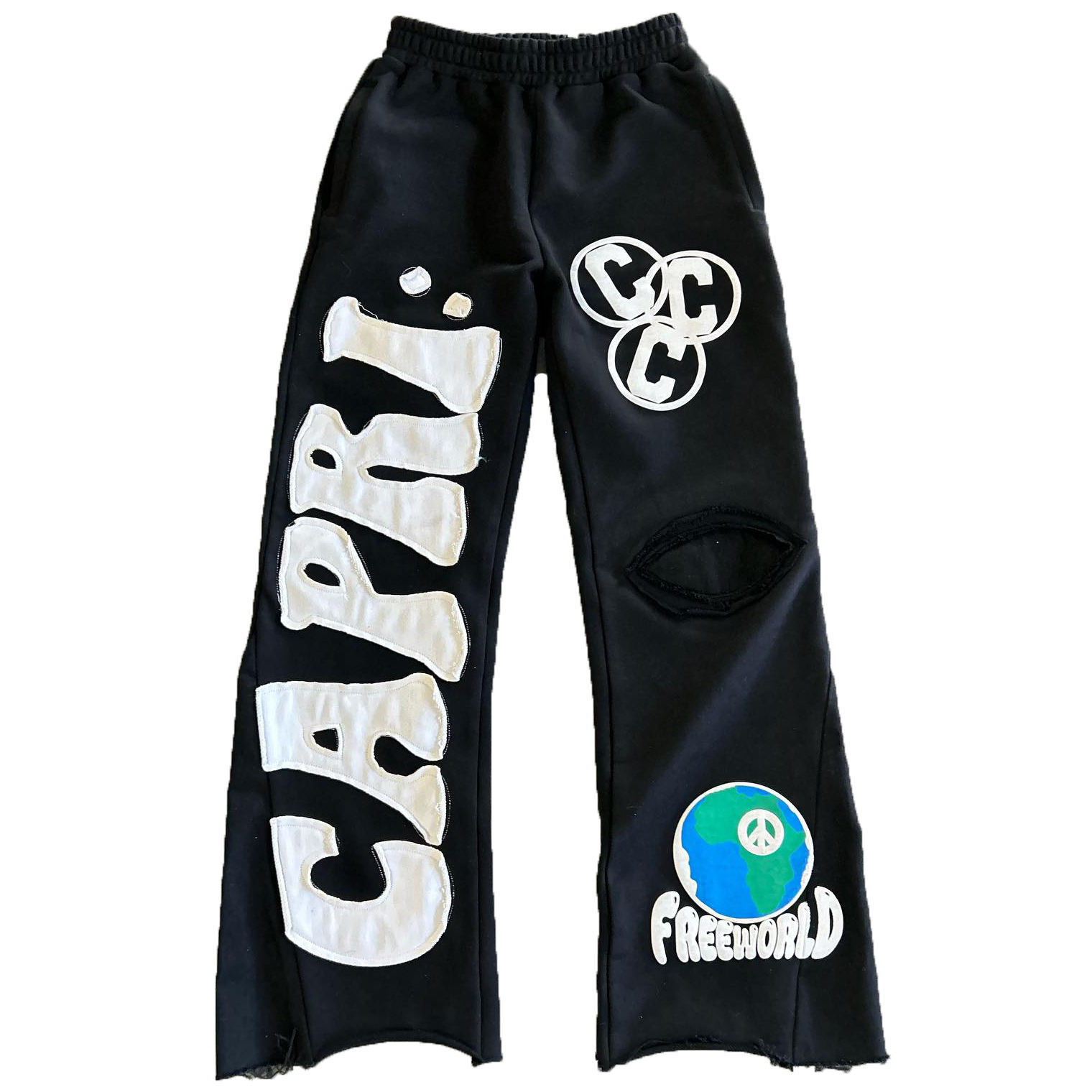 Clothing Manufacturer Streetwear Raw Hem Cut Edge Flared Stacked Distressed Embroidered Patch Sweatpants For Men,Shuliqi Apparel - Men's Clothing Wholesale Manufacturer,Clothing Manufacturer Streetwear Raw Hem Cut Edge Flared Stacked Distressed Embroidered Patch Sweatpants For Men