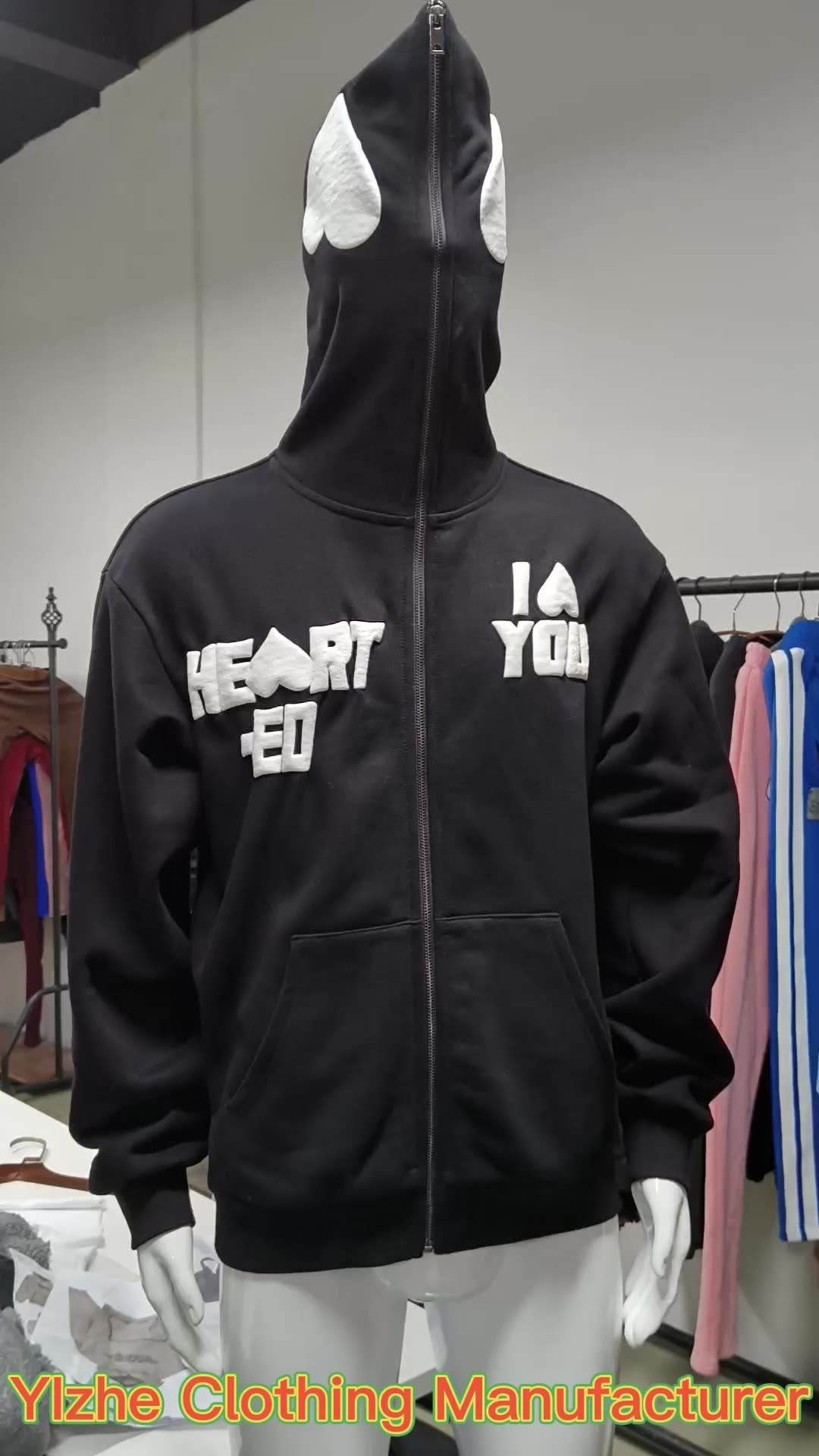 New Fashion Streetwear Hip Hop Art Crack Puff Print Zipper Mask Hood Full Face Zip Hoodie For Men,Shuliqi Apparel - Men's Clothing Wholesale Manufacturer,New Fashion Streetwear Hip Hop Art Crack Puff Print Zipper Mask Hood Full Face Zip Hoodie For Men