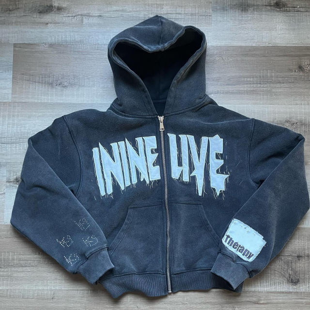 Clothing Manufacturer Custom Acid Wash Zip Up Pullover Distressed Embroidered Patch Hoodie For Men,Shuliqi Apparel - Men's Clothing Wholesale Manufacturer,Clothing Manufacturer Custom Acid Wash Zip Up Pullover Distressed Embroidered Patch Hoodie For Men