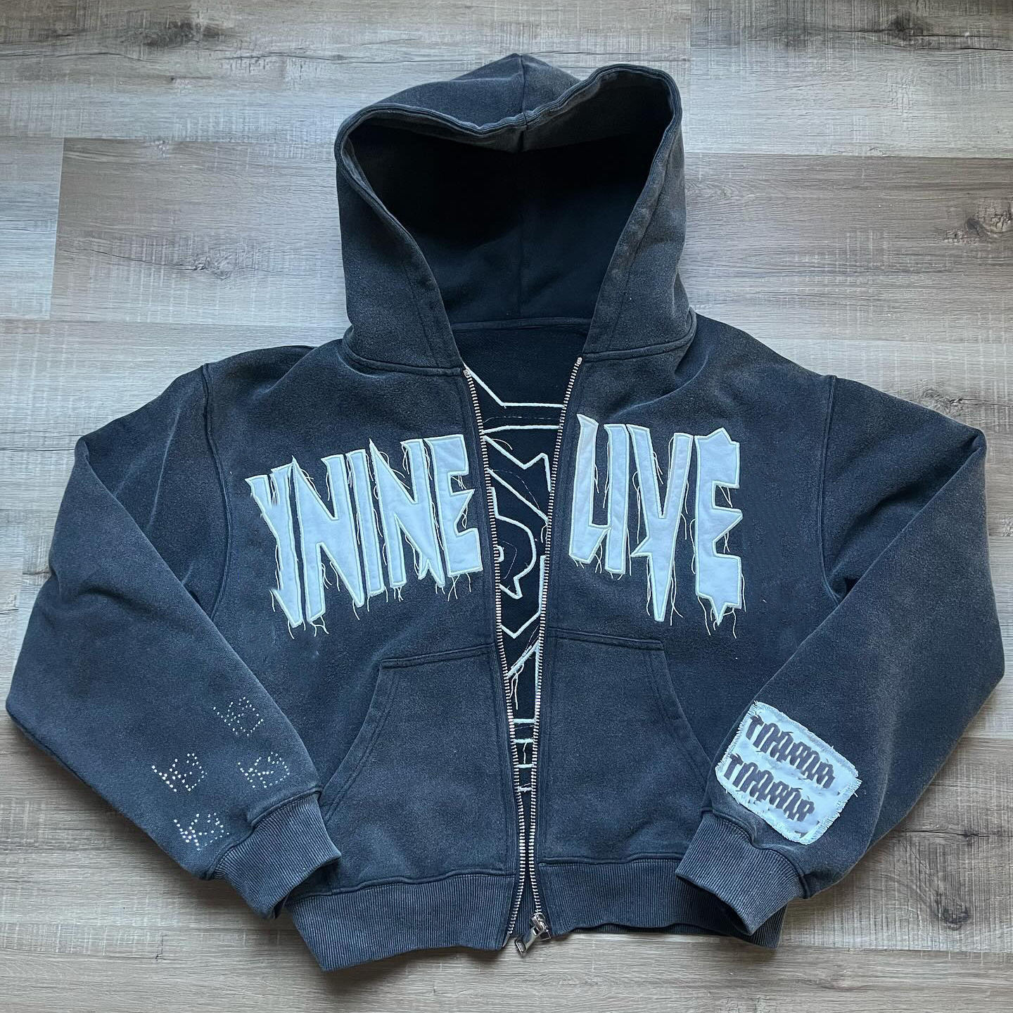 Clothing Manufacturer Custom Acid Wash Zip Up Pullover Distressed Embroidered Patch Hoodie For Men,Shuliqi Apparel - Men's Clothing Wholesale Manufacturer,Clothing Manufacturer Custom Acid Wash Zip Up Pullover Distressed Embroidered Patch Hoodie For Men