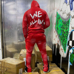 New Fashion 100% Cotton Streetwear Distressed Embroidered Letter Patch Sweatpants And Hoodie Set For Men,Shuliqi Apparel - Men's Clothing Wholesale Manufacturer,New Fashion 100% Cotton Streetwear Distressed Embroidered Letter Patch Sweatpants And Hoodie Set For Men