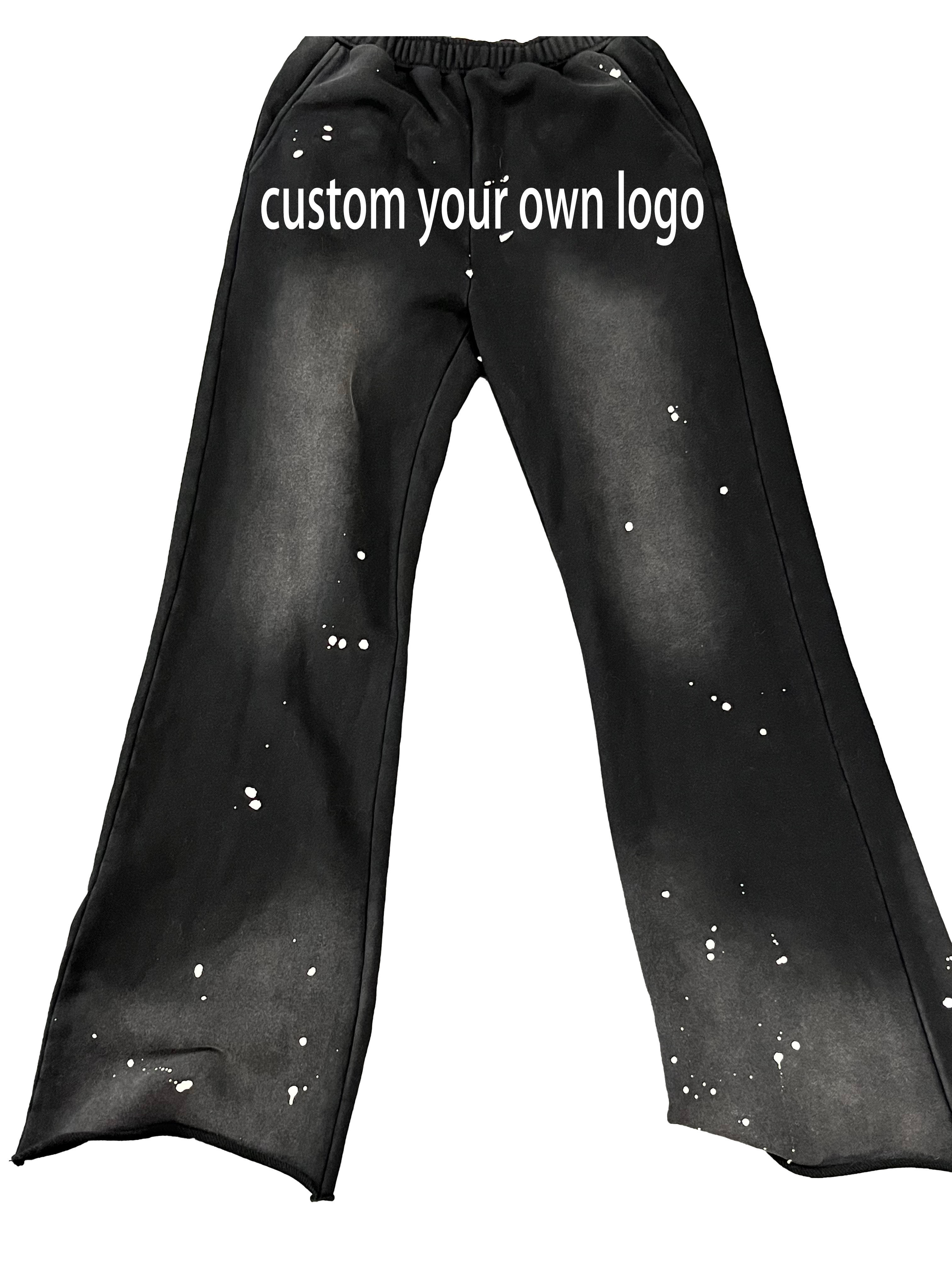 Custom own logo 100% cotton Terry blank vintage acid wash Mens distressed splash flared Sweat pant,Shuliqi Apparel - Men's Clothing Wholesale Manufacturer,Custom own logo 100% cotton Terry blank vintage acid wash Mens distressed splash flared Sweat pant