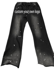 Custom own logo 100% cotton Terry blank vintage acid wash Mens distressed splash flared Sweat pant,Shuliqi Apparel - Men's Clothing Wholesale Manufacturer,Custom own logo 100% cotton Terry blank vintage acid wash Mens distressed splash flared Sweat pant