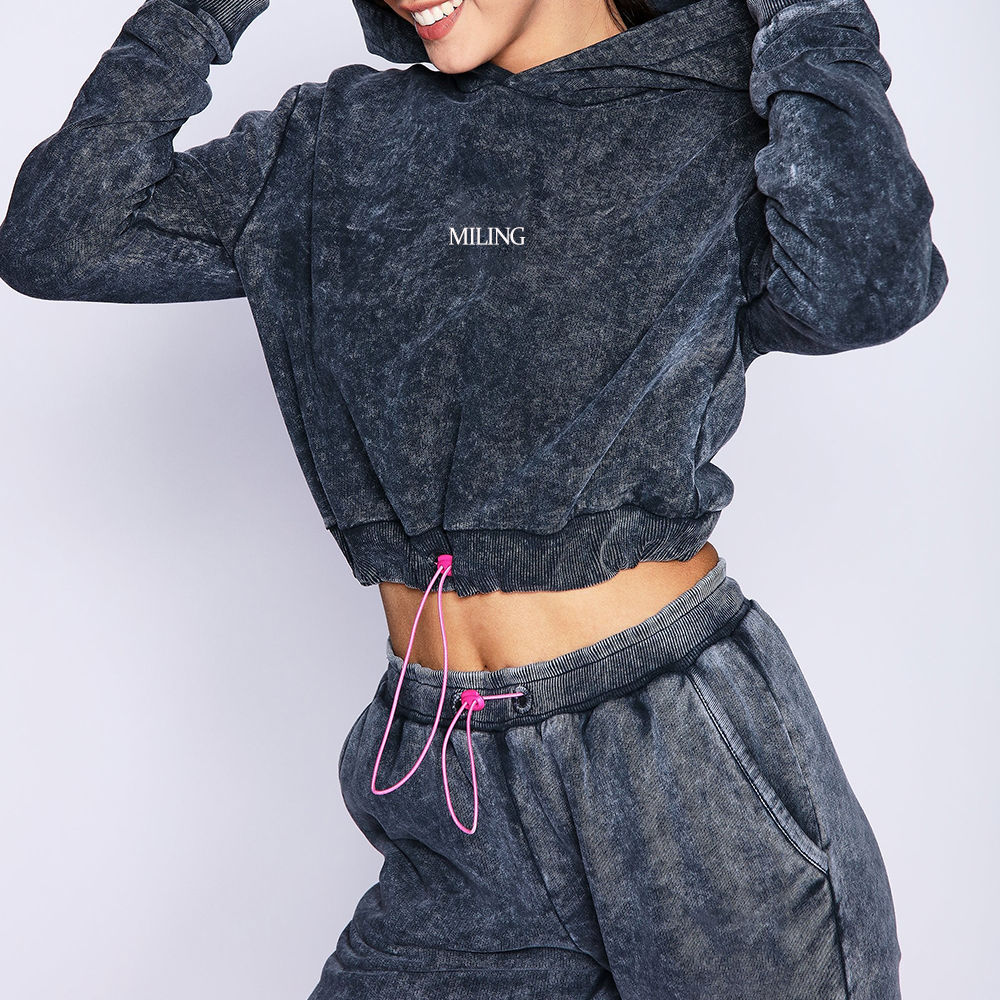 Girls 2 Piece Crop Top Hoody Acid Wash Cropped Pullover Hoodie,Shuliqi Apparel - Men's Clothing Wholesale Manufacturer,Girls 2 Piece Crop Top Hoody Acid Wash Cropped Pullover Hoodie | Wholesale Men's Apparel | OEM | Shuliqi
