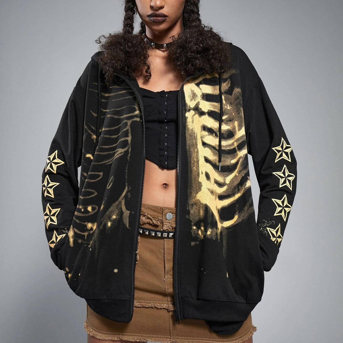 OEM New products Grunge Punk Skeleton Print custom Zip Up Hoodie men,Shuliqi Apparel - Men's Clothing Wholesale Manufacturer,OEM New products Grunge Punk Skeleton Print custom Zip Up Hoodie men | Wholesale Men's Apparel | OEM | Shuliqi