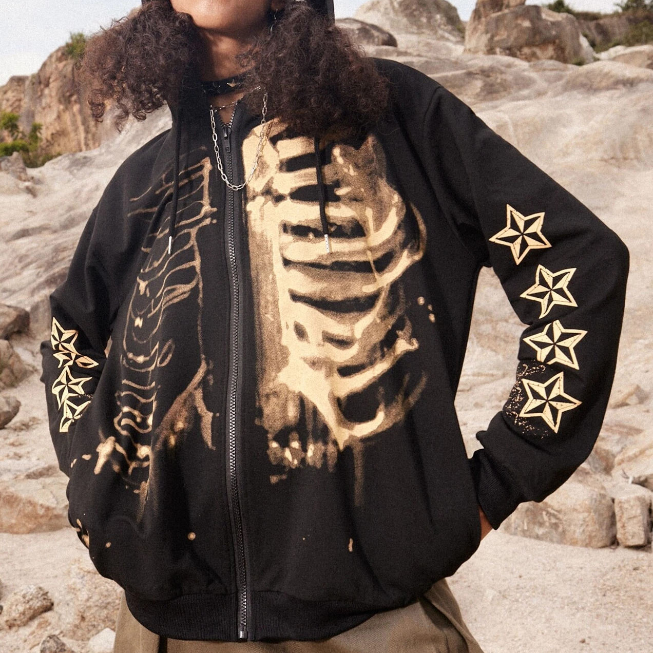 OEM New products Grunge Punk Skeleton Print custom Zip Up Hoodie men,Shuliqi Apparel - Men's Clothing Wholesale Manufacturer,OEM New products Grunge Punk Skeleton Print custom Zip Up Hoodie men | Wholesale Men's Apparel | OEM | Shuliqi