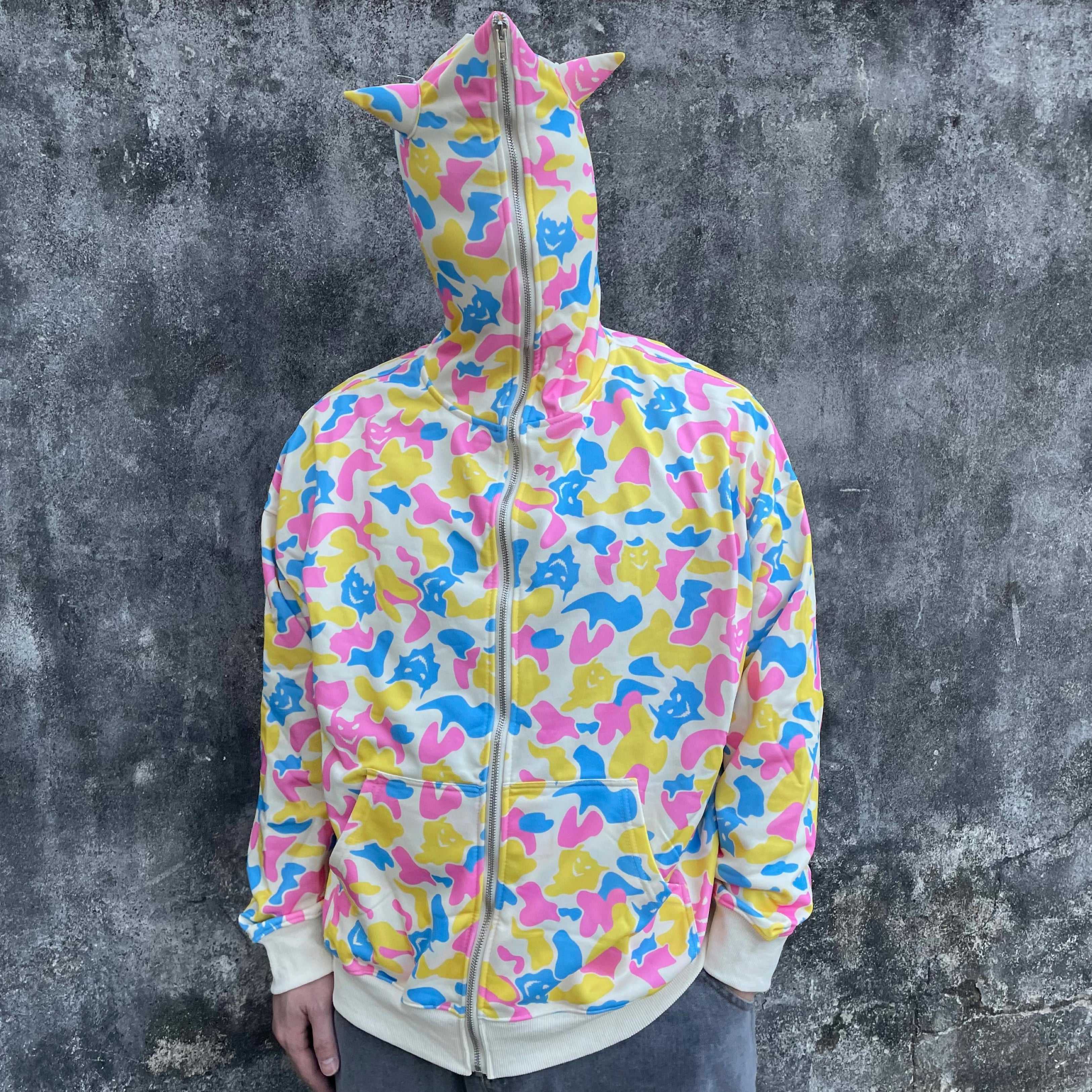 OEM New Fashion Cotton Candy Devil Camo Horns Full zip up hoodies custom for men,Shuliqi Apparel - Men's Clothing Wholesale Manufacturer,OEM New Fashion Cotton Candy Devil Camo Horns Full zip up hoodies custom for men | Wholesale Men's Apparel | OEM | Shuliqi