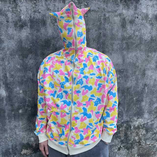 OEM New Fashion Cotton Candy Devil Camo Horns Full zip up hoodies custom for men,Shuliqi Apparel - Men's Clothing Wholesale Manufacturer,OEM New Fashion Cotton Candy Devil Camo Horns Full zip up hoodies custom for men | Wholesale Men's Apparel | OEM | Shuliqi