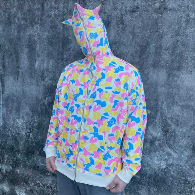 OEM New Fashion Cotton Candy Devil Camo Horns Full zip up hoodies custom for men,Shuliqi Apparel - Men's Clothing Wholesale Manufacturer,OEM New Fashion Cotton Candy Devil Camo Horns Full zip up hoodies custom for men | Wholesale Men's Apparel | OEM | Shuliqi