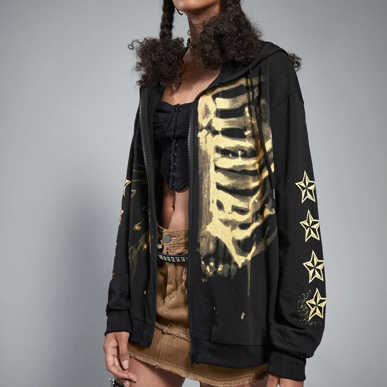 OEM New products Grunge Punk Skeleton Print custom Zip Up Hoodie men,Shuliqi Apparel - Men's Clothing Wholesale Manufacturer,OEM New products Grunge Punk Skeleton Print custom Zip Up Hoodie men | Wholesale Men's Apparel | OEM | Shuliqi