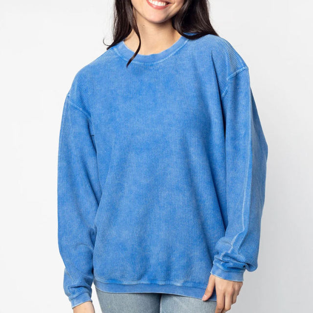 Custom Bleached Blank Ribbed Corded Sweatshirt Women Crewneck Necks Corduroy Corded Crew Sweatshirt,Shuliqi Apparel - Men's Clothing Wholesale Manufacturer,Custom Bleached Blank Ribbed Corded Sweatshirt Women Crewneck Necks Corduroy Corded Crew Sweatshirt | Wholesale Men's Apparel | OEM | Shuliqi