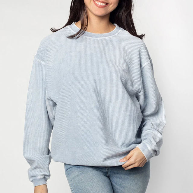 Custom Bleached Blank Ribbed Corded Sweatshirt Women Crewneck Necks Corduroy Corded Crew Sweatshirt,Shuliqi Apparel - Men's Clothing Wholesale Manufacturer,Custom Bleached Blank Ribbed Corded Sweatshirt Women Crewneck Necks Corduroy Corded Crew Sweatshirt | Wholesale Men's Apparel | OEM | Shuliqi