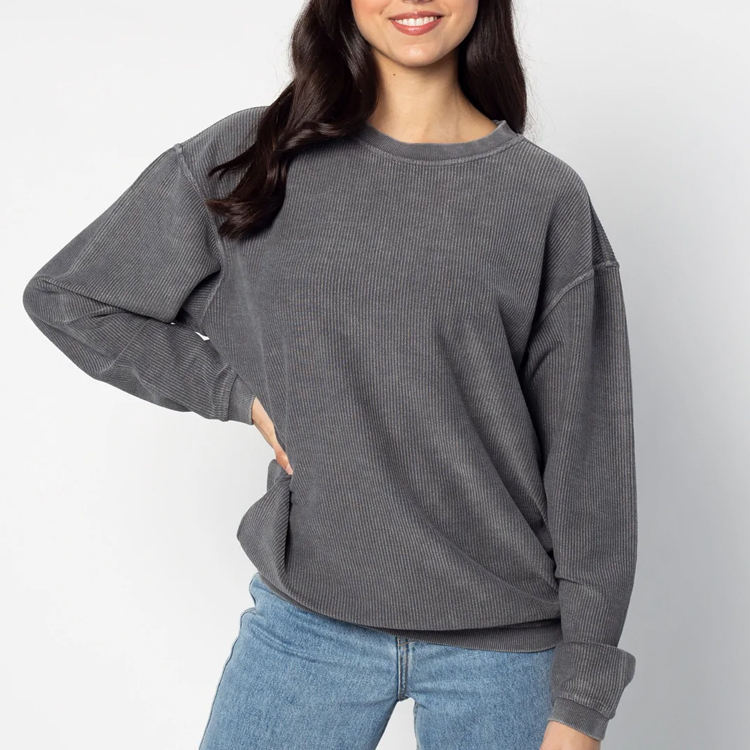 Custom Bleached Blank Ribbed Corded Sweatshirt Women Crewneck Necks Corduroy Corded Crew Sweatshirt,Shuliqi Apparel - Men's Clothing Wholesale Manufacturer,Custom Bleached Blank Ribbed Corded Sweatshirt Women Crewneck Necks Corduroy Corded Crew Sweatshirt | Wholesale Men's Apparel | OEM | Shuliqi
