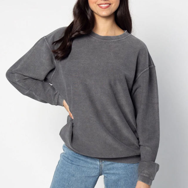 Custom Bleached Blank Ribbed Corded Sweatshirt Women Crewneck Necks Corduroy Corded Crew Sweatshirt,Shuliqi Apparel - Men's Clothing Wholesale Manufacturer,Custom Bleached Blank Ribbed Corded Sweatshirt Women Crewneck Necks Corduroy Corded Crew Sweatshirt | Wholesale Men's Apparel | OEM | Shuliqi