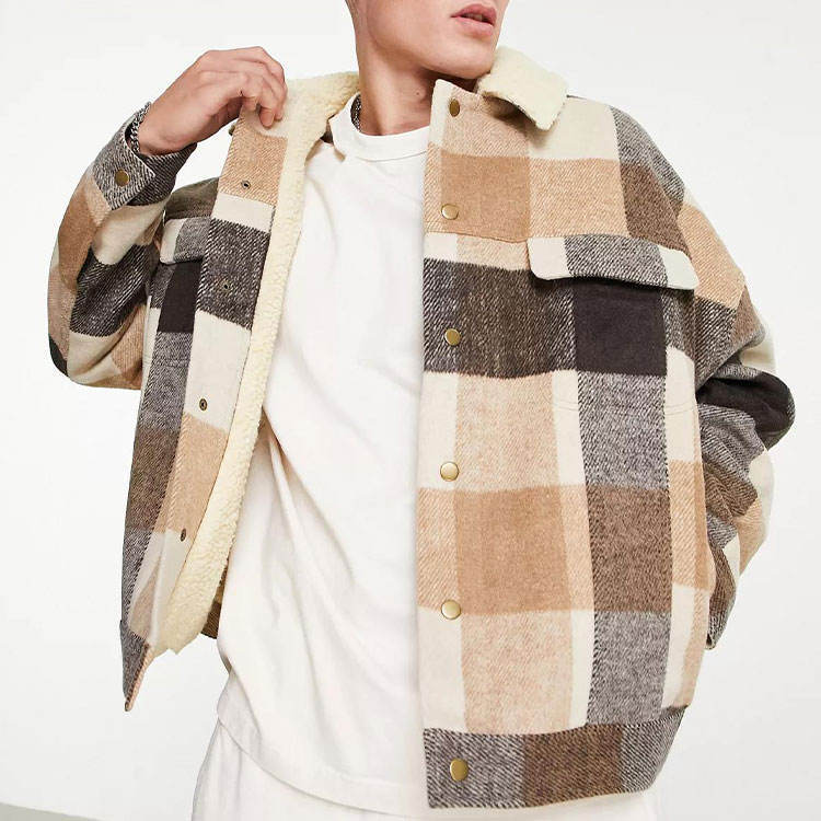 Fleece Sherpa Casual Check Textured Long Sleeve Jacket Oversized Jacket Print Winter Flannel Jackets,Shuliqi Apparel - Men's Clothing Wholesale Manufacturer,Fleece Sherpa Casual Check Textured Long Sleeve Jacket Oversized Jacket Print Winter Flannel Jackets | Wholesale Men's Apparel | OEM | Shuliqi