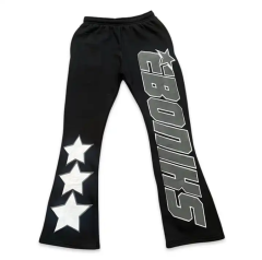 Custom Logo Wholesale 100% Cotton Fleece Joggers Sweatpants 3d Puff Print French Terry Stacked Flare Sweat Pants Men,Shuliqi Apparel - Men's Clothing Wholesale Manufacturer,Custom Logo Wholesale 100% Cotton Fleece Joggers Sweatpants 3d Puff Print French Terry Stacked Flare Sweat Pants Men | Wholesale Men's Apparel | OEM | Shuliqi