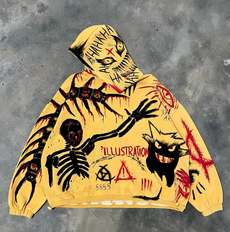 Printed Tattoo Skeleton Skulls Designs Full Hoodie Men's Oversized Drop Shoulder Yellow Printed Designs Tattoo Hoodies,Shuliqi Apparel - Men's Clothing Wholesale Manufacturer,Printed Tattoo Skeleton Skulls Designs Full Hoodie Men's Oversized Drop Shoulder Yellow Printed Designs Tattoo Hoodies | Wholesale Men's Apparel | OEM | Shuliqi