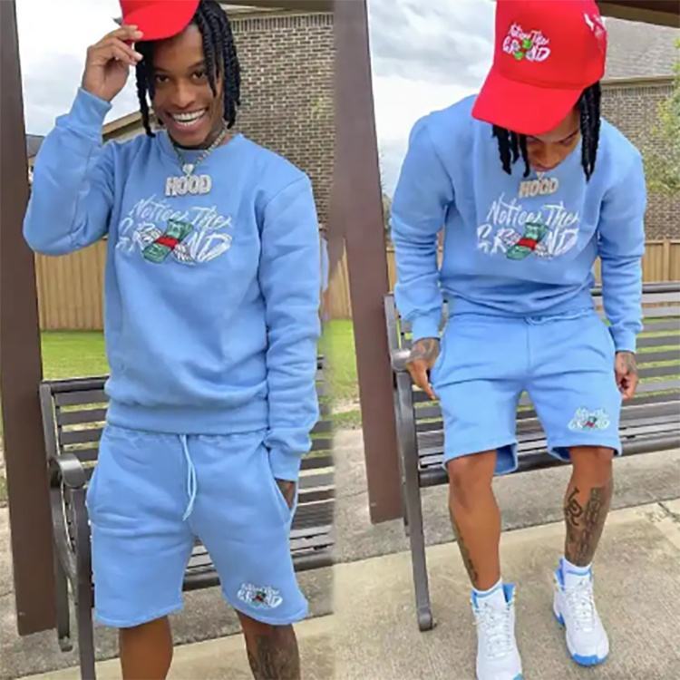 Custom Embroidery Sportswear Jogger Mens Crewneck Sweatshirts And Sweat Shorts Set Cotton 2 Piece Sweatshirt Shorts Set For Men,Shuliqi Apparel - Men's Clothing Wholesale Manufacturer,Custom Embroidery Sportswear Jogger Mens Crewneck Sweatshirts And Sweat Shorts Set Cotton 2 Piece Sweatshirt Shorts Set For Men | Wholesale Men's Apparel | OEM | Shuliqi