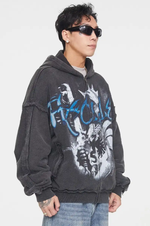 Wholesale Custom Logo French Terry Heavy Weight Hoodie Digital Print Acid Wash Raw Edges Hoodie Zip Up Vintage Hoodie For Men,Shuliqi Apparel - Men's Clothing Wholesale Manufacturer,Wholesale Custom Logo French Terry Heavy Weight Hoodie Digital Print Acid Wash Raw Edges Hoodie Zip Up Vintage Hoodie For Men | Wholesale Men's Apparel | OEM | Shuliqi