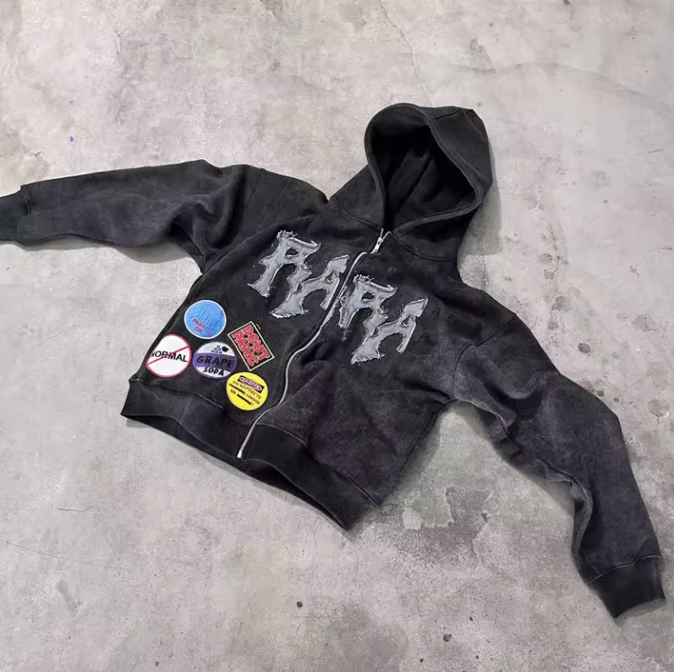 Custom Embroidered Patches Logo Streetwear Vintage Black Heavyweight Cotton Full Zip Up Men's Hoodies,Shuliqi Apparel - Men's Clothing Wholesale Manufacturer,Custom Embroidered Patches Logo Streetwear Vintage Black Heavyweight Cotton Full Zip Up Men's Hoodies | Wholesale Men's Apparel | OEM | Shuliqi