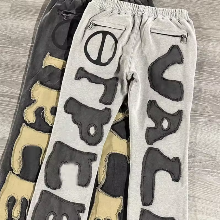 Custom Mens Vintage Washed Baggy Embroidered Patch Flared Trousers 360gsm 100% Cotton Sweatpants Acid Wash Flare Pants,Shuliqi Apparel - Men's Clothing Wholesale Manufacturer,Custom Mens Vintage Washed Baggy Embroidered Patch Flared Trousers 360gsm 100% Cotton Sweatpants Acid Wash Flare Pants | Wholesale Men's Apparel | OEM | Shuliqi